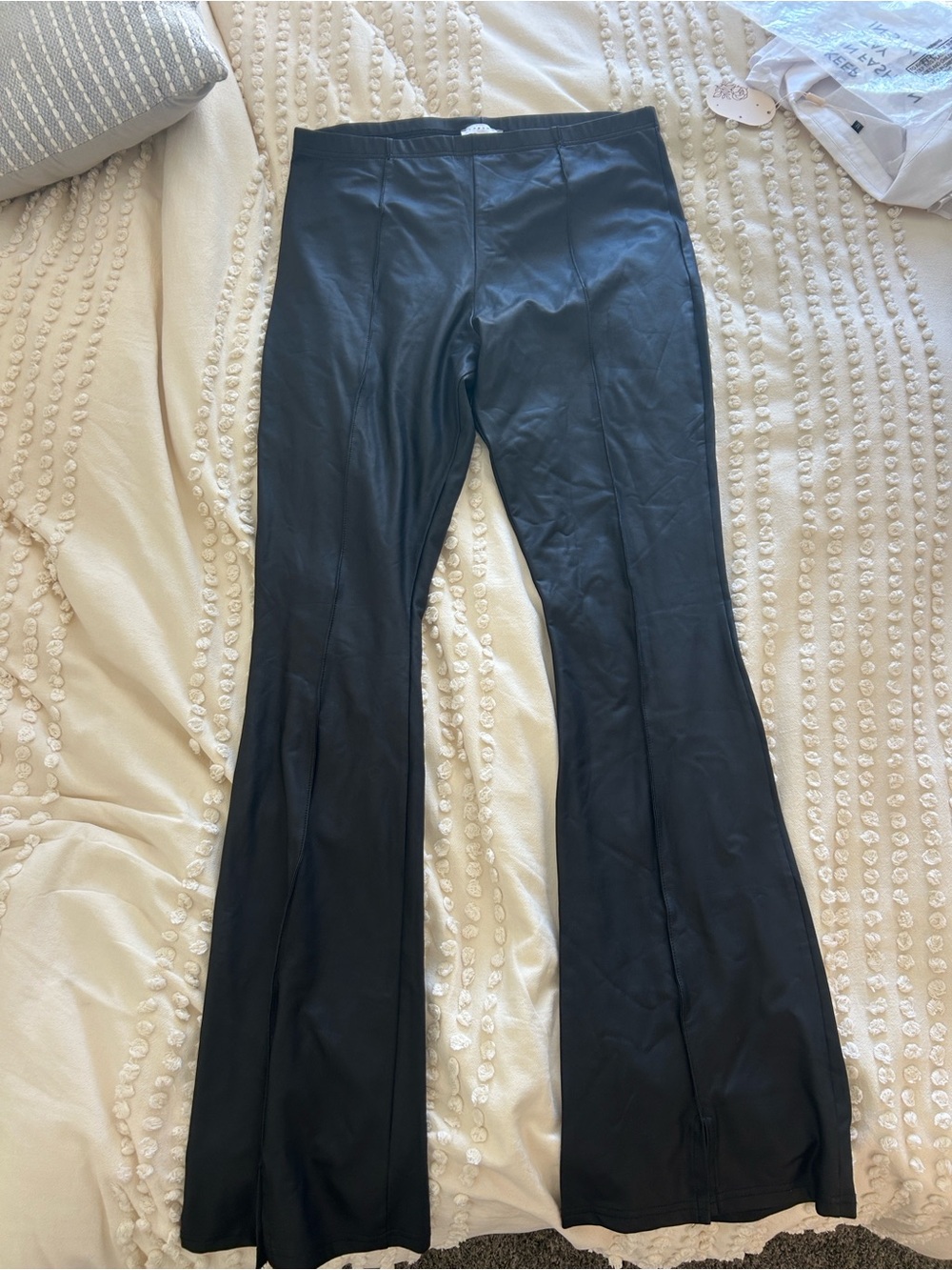 Topshop Black Faux Leather Bootcut Pants